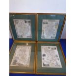 Four gilt framed and glazed (later) 19th Century hand coloured map engravings to include