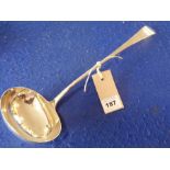 An early 19th century, Old English pattern, hallmarked silver ladle; London assay marks (rubbed,