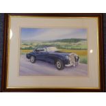 FREDERICK LEA (20th century), a 2002 framed and glazed watercolour study of a 1950s Bentley