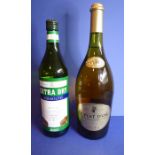 A large bottle of Le Piat d'Or and a bottle of Martini