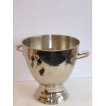 A large and modern two-handled silver-plated urn-shaped wine cooler (31.5cm diameter x 34cm)