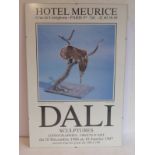 A glazed 'Dali' sculptures exhibition poster, 10th December 1986 - 18th January 1987 at the Hotel