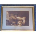 GEORGE FREDERICK WATTS (1817-1904), a gilt framed and glazed sepia etching "Orpheus and Eurydice"