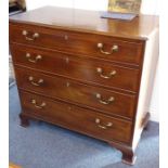 A late 18th century mahogany chest; the crossbanded moulded top above four full-width graduated