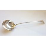 A late 19th century hallmarked silver ladle; Old English pattern, assayed London 1797, maker's