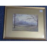 C.B. CATO, a gilt framed and glazed Edwardian watercolour study, pastoral scene with sheep grazing