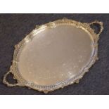 A large and heavy 19th century hallmarked silver two-handled tray; of heavy gauge and with thick