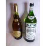 DUPLICATE LOT A large bottle of Le Piat d'Or and a bottle of Martini