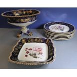 A selection of Regency period porcelain, (possibly Coalport), to include six plates with scalloped