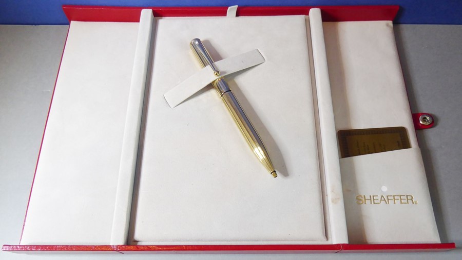 A Sheaffer gold-plated ballpoint pen in its original case and with lifetime guarantee card - Image 2 of 6