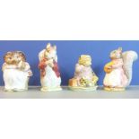 Four Beswick Beatrix Potter figures: Mrs Tiggy-Winkle, Timmy Tiptoes, Goody Tiptoes and Mr Jeremy
