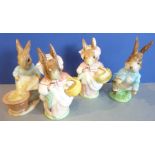 Four Beswick Beatrix Potter figures: Peter Rabbit (1948), Cecily Parsley and Mrs Rabbit (left ear