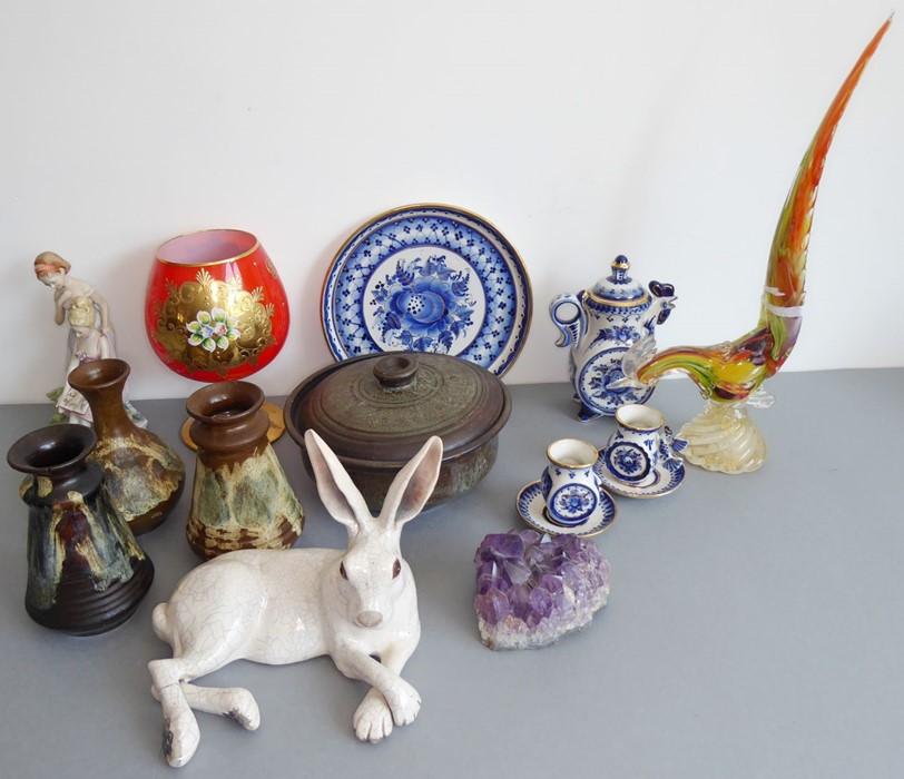 Various decorative glassware, ceramics and ornamental wares etc. to include a Ghanaian pottery