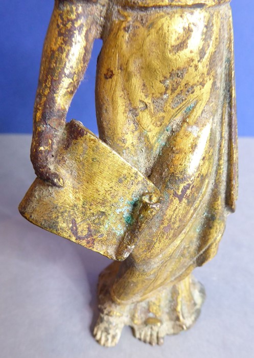 An interesting gilt-bronze model of a female figure with a large book in her right hand and with - Image 5 of 5