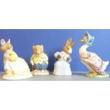 Two boxed Beswick Beatrix Potter figures, Cottontail and Jemima Puddleduck; and two Royal Doulton