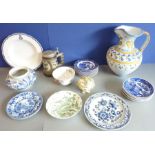 A selection of various decorative and ornamental ceramics to include a polychrome decorated