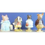 Four Beswick Beatrix Potter figures: Pig-Wig, Tommy Brock (1955), Aunt Pettitoes and Pigling