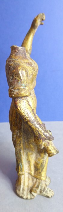 An interesting gilt-bronze model of a female figure with a large book in her right hand and with - Image 3 of 5