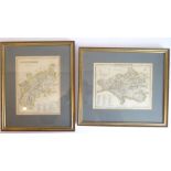 Two gilt-framed and glazed (later) hand-coloured map engravings; one Dorsetshire (early 19th