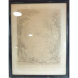 A mid-19th century framed and glazed monochrome print of a country church signed W. Cowen and