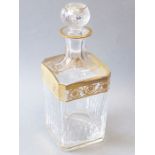 A large and heavy spirit decanter with gilt decoration (27.5cm high)Condition report - the stopper