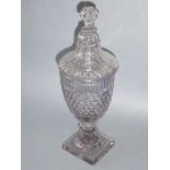 A fine quality hand-cut vase and cover in late 18th century neo-classical-style taste, the base on