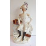 A large 19th century Staffordshire flat-back figure 'EM. Napoleon' with firing faults etc. (39.5cm