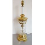 A large cut-glass and gilt brass table lamp