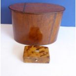 A Regency oval tea caddy and a small 19th century tortoiseshell trinket box (2)