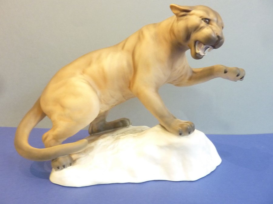 A Beswick puma on rock with matt finish