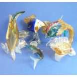 A selection of decorative hand-made Murano-style glass ornamental fish (6)