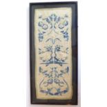 A Chinese needlework on silk decorated with flowers and stylised butterflies etc., ebonised frame