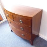 A good and small early 19th century bow-fronted mahogany chest; the rosewood cross-banded top