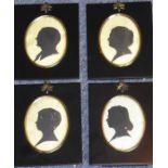Four ebonised framed oval silhouette portrait miniatures (modern)