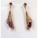 A pair of ruby and diamond gold earrings (The cost of UK postage via Royal Mail Special Delivery for