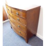 A good early 19th century bow-fronted mahogany chest; the rosewood crossbanded top above an