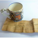 A 1937 Coronation souvenir mug designed and modelled by Dame Laura Knight D.B.E. R.A.; signed at
