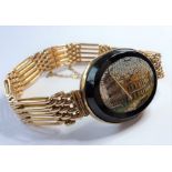 A 9-carat gold bracelet with micro mosaic panel (The cost of UK postage via Royal Mail Special