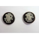 A pair of silver-mounted Wedgwood Jasperware earrings depicting classical-style figures (boxed,