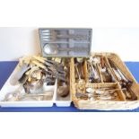 An interesting selection of mostly silver-plated flatware and cutlery etc. to include knives, forks,