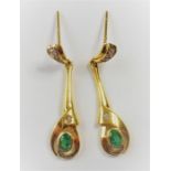A pair of emerald and diamond gold earrings (The cost of UK postage via Royal Mail Special
