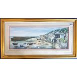 An original gilt-framed and glazed watercolour study 'Mousehole Harbour, Summer '91' signed L Rice