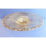 A large Art Deco period cut-glass amber-tinted circular bowl (43.5cm diameter)