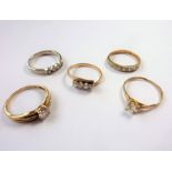Five stone-set 9-carat gold rings (The cost of UK postage via Royal Mail Special Delivery for this