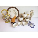 Various ceramics including a striking Limoges tea service comprising teapot, two-handled sucrier,