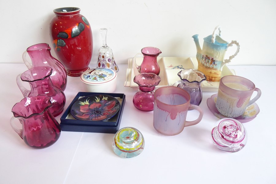 A good selection of ceramics and glassware to include a Poole studio-ware vase, an hors d'oeuvres