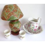 A fine earthernware jug and bowl set by James Kent; together with two Italian pottery tumblers, each