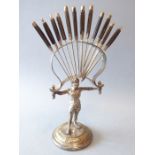 An unusual late 19th/early 20th century silver-plated butter knife stand modelled as an open-armed