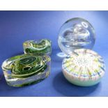Four modern glass paperweights, including two Viennese signed examples