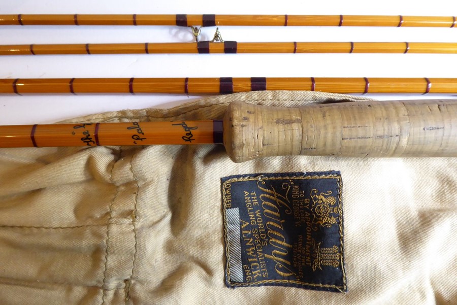 A Hardy 'Gold Medal' 10-foot three-piece (two tops) sea trout and trout rod (the first ring detached